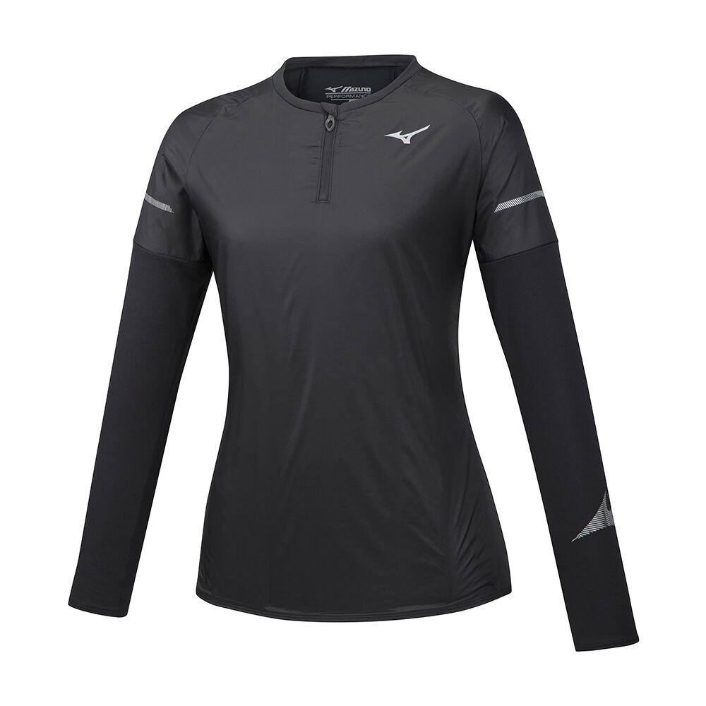 Mizuno Women's Hineri Hybrid LS Running T-Shirts Black (J2GC972009-EXM)